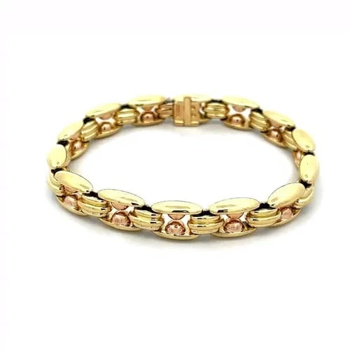 BVLGARI 18K YELLOW ROSE GOLD BRACELET OPEN BAR BEAD LINKS (1 of 2)