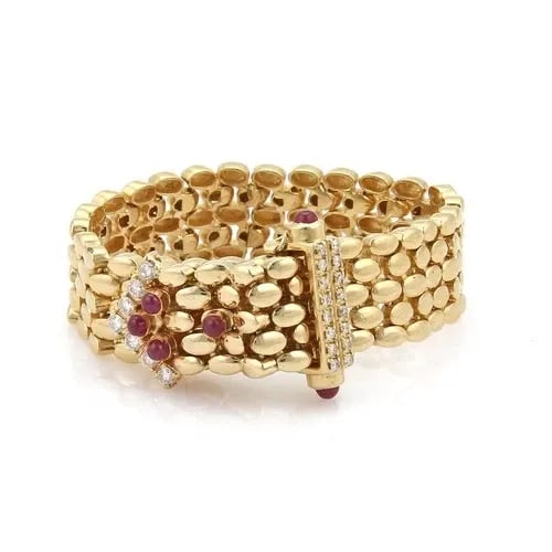 DIAMOND GOLD BRACELET PANTHER LINK 14KT YELLOW BELT STYLE (1 of 2)