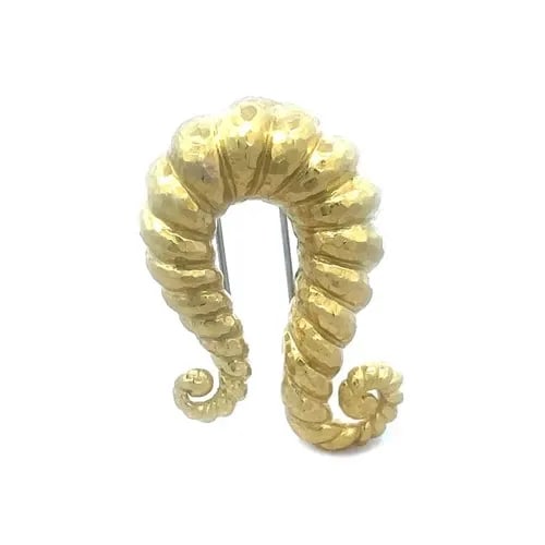 DAVID WEBB GOLD BROOCH 18K YELLOW HAMMERED VINTAGE 1970'S (1 of 2)