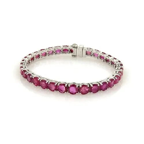 RUBY PLATINUM TENNIS BRACELET VINTAGE GRADUATED LINKS 16.5CT (1 of 2)
