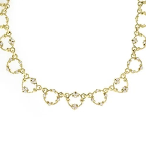 JUDITH RIPKA 1.00CT DIAMOND 18K YELLOW GOLD CIRCLE LINK NECKLACE: JUDITH RIPKA 1.00CT DIAMOND 18K YELLOW GOLD CIRCLE LINK NECKLACE 6 Judith Ripka 1.00ct Diamond 18k Yellow Gold Circle Link Necklace Judith Ripka 1.00ct Diamond 18k Yellow Gold Circle Link Necklace Des