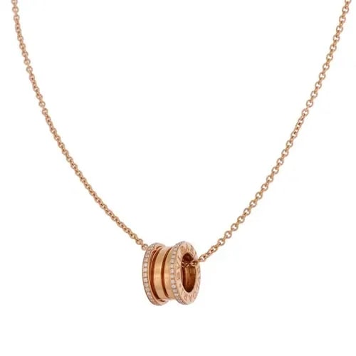BVLGARI BULGARI B. ZERO1 DIAMOND 18K ROSE GOLD MINI PENDANT & CHAIN: BVLGARI BULGARI B. ZERO1 DIAMOND 18K ROSE GOLD MINI PENDANT & CHAIN Bvlgari Bulgari B. Zero1 Diamond 18k Rose Gold Mini Pendant & Chain Description Elegant and authentic from the B.zero1 Collection by