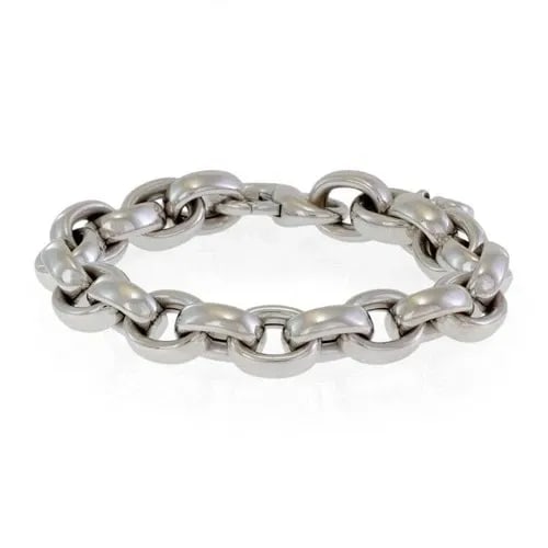 CHOPARD LES CHAINES BRACELET 18K WHITE GOLD 12.5MM OVAL CHAIN LINK: CHOPARD LES CHAINES BRACELET 18K WHITE GOLD 12.5MM OVAL CHAIN LINK Chopard Les Chaines 18k White Gold 12.5mm Oval Chain Link Bracelet Description This large authentic bracelet is by Chopard from the L