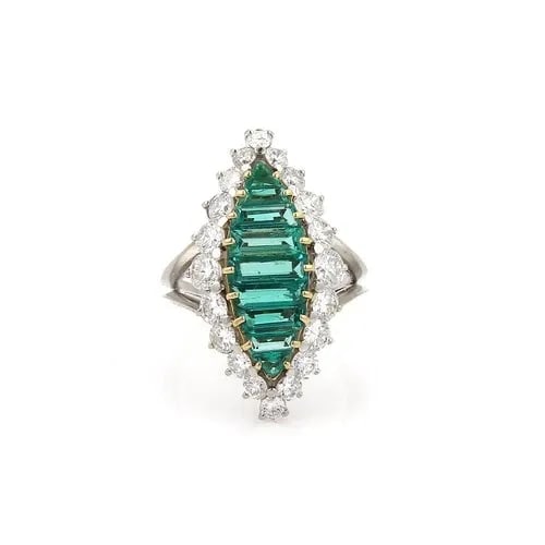 DIAMOND PLATINUM GOLD RING 18KT TWO TONE GEMSTONES (1 of 2)