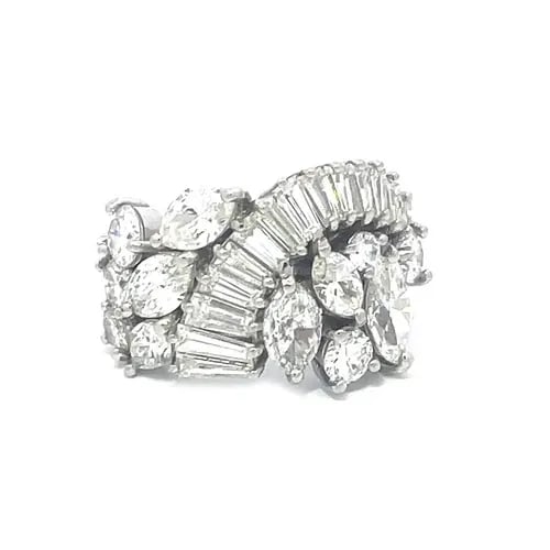 70396 DIAMOND PLATINUM RING 6 CARATS CLUSTER ASSORTED SHAPE (1 of 2)
