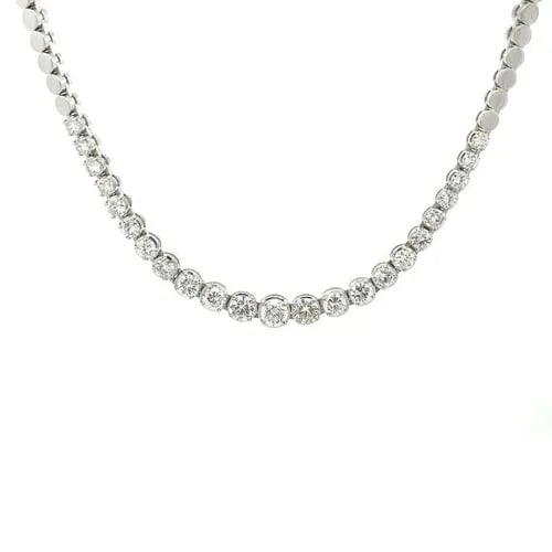 ELEGANT 3CT DIAMOND 18K WHITE GOLD GRADUATED CENTER NECKLACE (1 of 2)