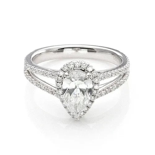 NEW PEAR CUT 1.00CT SOLITAIRE D SI2 DIAMOND W/ACCENT 18K GOLD RING GIA CERT (1 of 2)