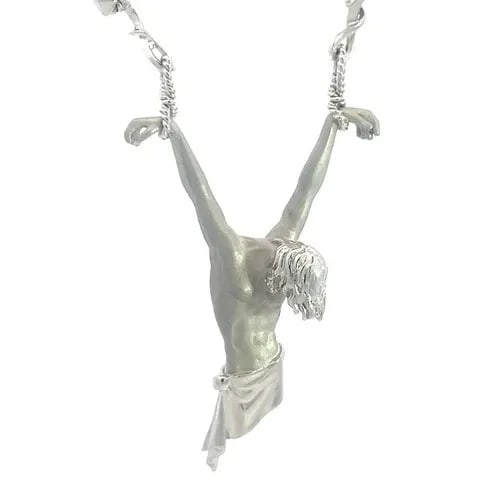 CARRERA Y CARRERA GOLD CHRIST NECKLACE 18K WHITE VERSION OF DALI CHRIST (1 of 2)