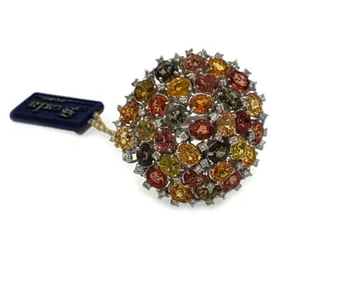SCALA GIOIELLI RING DIAMOND & GEMSTONES 18K WHITE GOLD CLUSTER DOME (1 of 2)