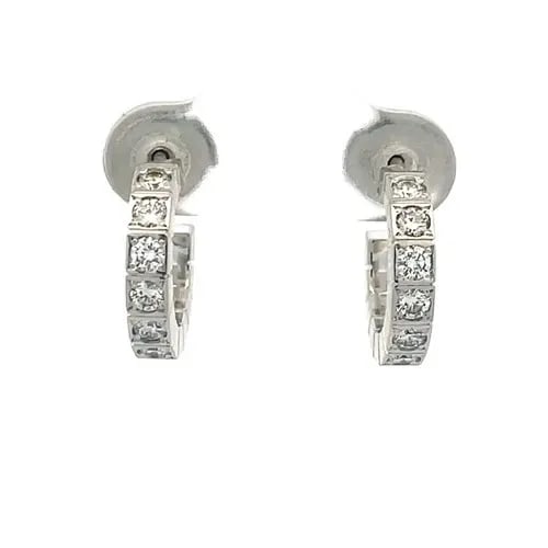 CARTIER LANIERES DIAMOND EARRINGS 18K WHITE GOLD MINI HOOPS POUCH PAPER (1 of 2)