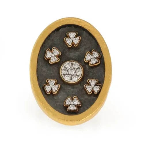GURHAN DIAMOND 24K HAMMERED GOLD LARGE OVAL RING SIZE 5.75 (1 of 2)