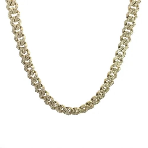 70405 DIAMOND 7CT GOLD CUBAN LINK CHAIN ICED OUT 10K 22.5" LONG (1 of 2)