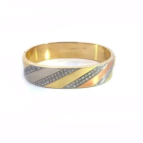 70073 CHIMENTO DIAMOND GOLD BRACELET 1CT 18K TRI-COLOR WIDE BAND (1 of 2)
