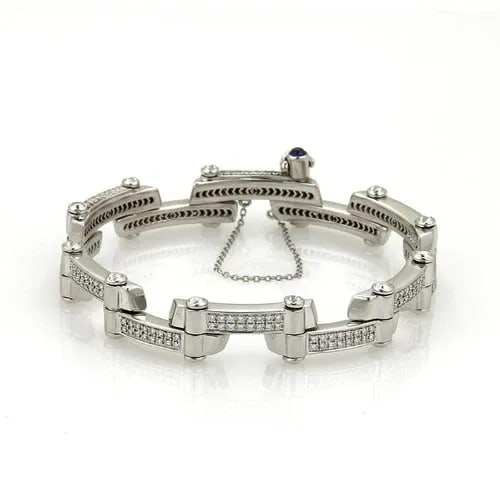 PHILIPE CHARRIOL DIAMOND GOLD BRACELET 18K WHITE LONG FLEX BAR LINK (1 of 2)