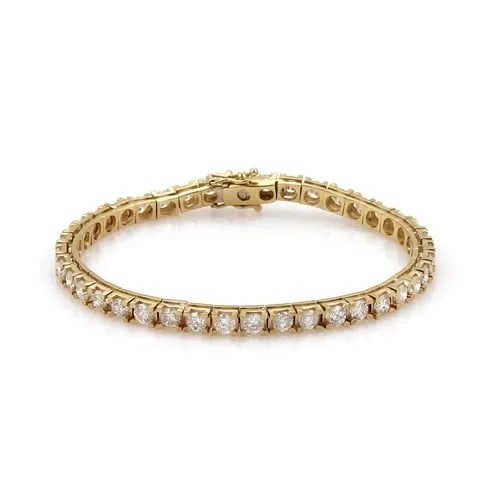 TENNIS BRACELET 14K YELLOW GOLD 5.60 CARAT DIAMOND SQUARE LINK: TENNIS BRACELET 14K YELLOW GOLD 5.60 CARAT DIAMOND SQUARE LINK 14k Yellow Gold Carat Diamond Square Link Tennis Bracelet Description This elegant Tennis bracelet is crafted from 14k yellow gold in a h