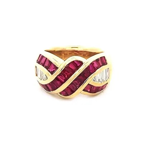 KURT WAYNE RUBY GOLD RING DIAMOND 18K YELLOW 3.25CTFANCY BAND (1 of 2)