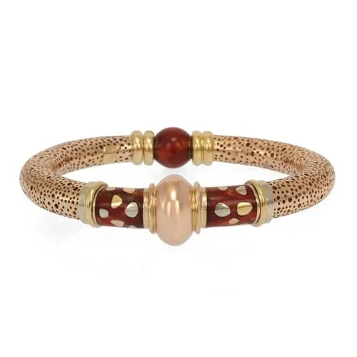 LA NOUVELLE BAGUE GOLD BRACELET ENAMEL 18K TRI COLOR GOLD TUBE BANGLE (1 of 2)