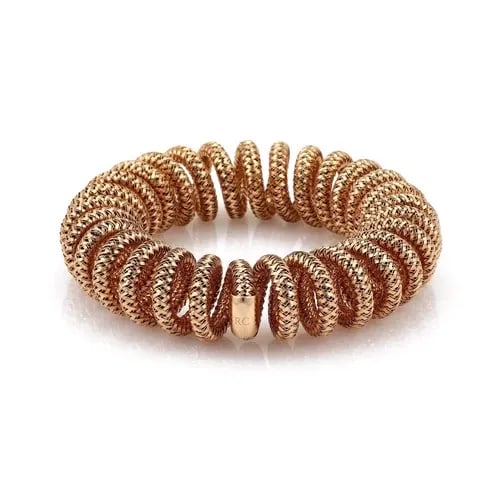 ROBERTO COIN 18K ROSE GOLD BASKET WEAVE 16MM COILED STRETCH BRACELET (1 of 2)