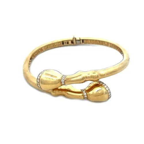 KARINA BREZ DIAMOND GOLD BRACELET BYPASS HORSE HOOVES FLEX BANGLE (1 of 2)