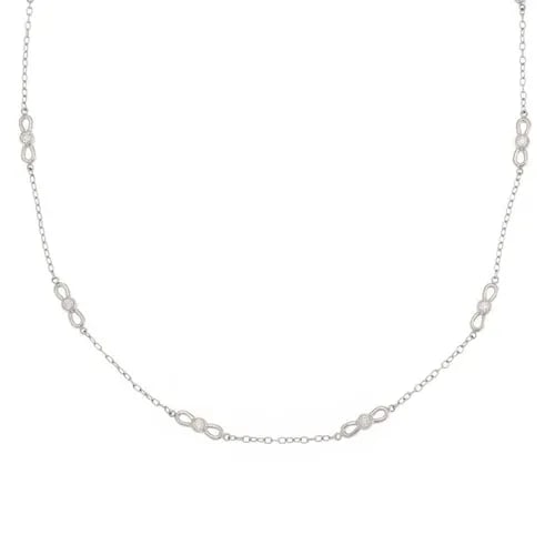 TIFFANY & CO NECKLACE DIAMOND 18K WHITE GOLD 10 BOW MOTIFS CHAIN (1 of 2)