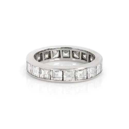 PLATINUM 3.60CT SQUARE CUT DIAMOND FULL CIRCLE ETERNITY BAND RING SIZE - 6 (1 of 2)