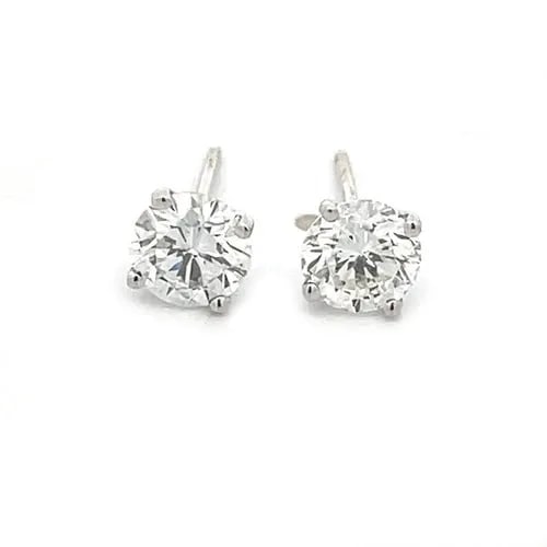 GIA DIAMOND STUDS EARRINGS MARTINI SET 14K WHITE 1.47CT G VS2 NATURAL: GIA DIAMOND STUDS EARRINGS MARTINI SET 14K WHITE 1.47CT G VS2 NATURAL This is a four prongs martini mount stud frames in 14k white gold. One stud has .73ct round brilliant diamond and the other a .74c