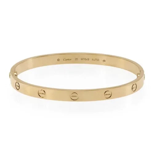 CARTIER LOVE 18K YELLOW GOLD CLASSIC MODEL BANGLE SIZE 20 W/CERT & SCREWDRIVER (1 of 2)