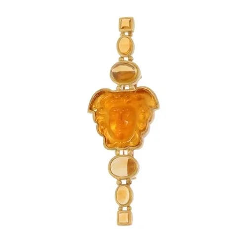 ELIZABETH LOCKE CITRINE MOTHER OF PEARL MEDUSA 18K YELLOW GOLD FANCY BROOCH (1 of 2)