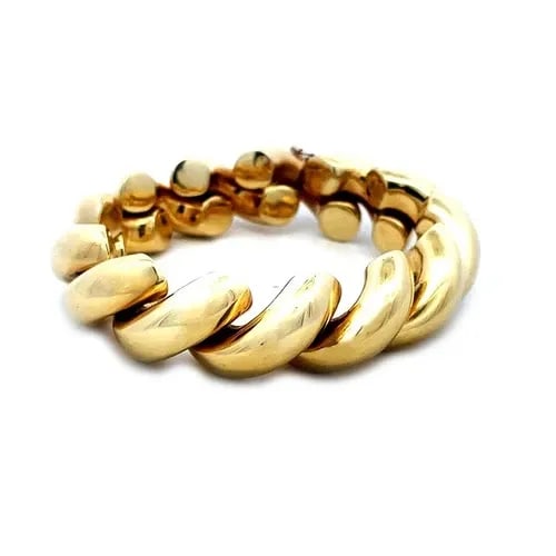 SAN MARCO MACARONI GOLD BRACELET 14K YELLOW GOLD ITALY 17MM WIDE (1 of 2)