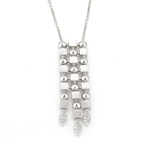 BVLGARI LUCEA NECKLACE DIAMONDS 18K WHITE GOLD LONG PENDANT & CHAIN (1 of 2)