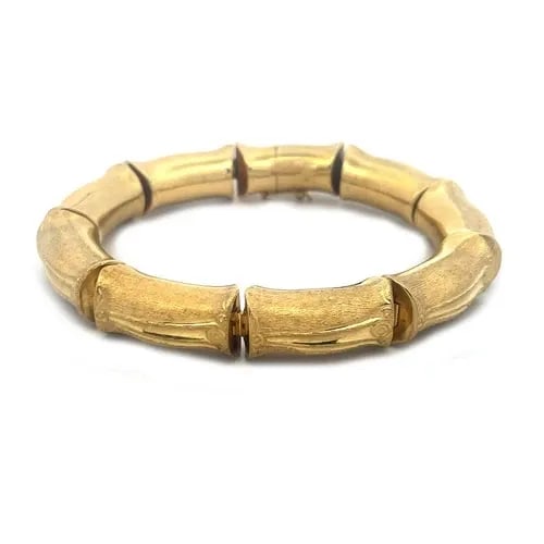 BRACELET RUTH SATSKY GOLD 18K YELLOW BAMBOO LINK STYLE VINTAGE: BRACELET RUTH SATSKY GOLD 18K YELLOW BAMBOO LINK STYLE VINTAGE The Bracelet Ruth Satsky Gold 18k Yellow Bamboo Link Style Vintage is a stunning piece of fine jewelry crafted in the United States by re