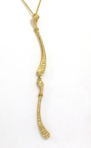 TIFFANY & CO. PERETTI DIAMOND GOLD NECKLACE 18K YELLOW DOUBLE TEAR DROP PENDANT: TIFFANY & CO. PERETTI DIAMOND GOLD NECKLACE 18K YELLOW DOUBLE TEAR DROP PENDANT The Tiffany & Co. Diamond Necklace features a stunning 18k gold Peretti double long tear drop pendant, making it a gorge
