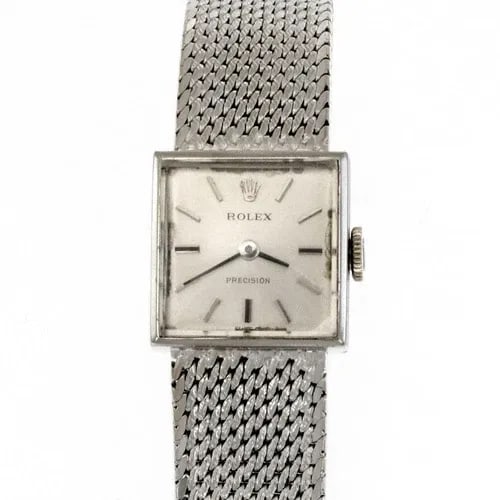 ROLEX VINTAGE 18K WHITE GOLD18 JEWELS MANUAL WIND LADIES SQUARE WATCH: ROLEX VINTAGE 18K WHITE GOLD18 JEWELS MANUAL WIND LADIES SQUARE WATCH Rolex Vintage 18k White Gold18 Jewels Manual Wind Ladies Square Watch Description This is an authentic vintage ladies wrist watch 