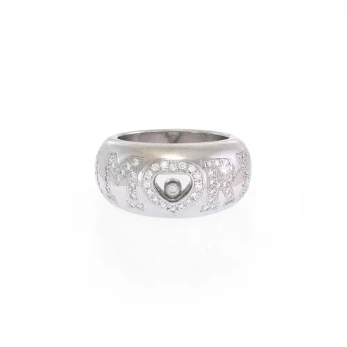 CHOPARD AMORE DIAMOND RING 18K WHITE GOLD WIDE GOLD DOME BAND (1 of 2)