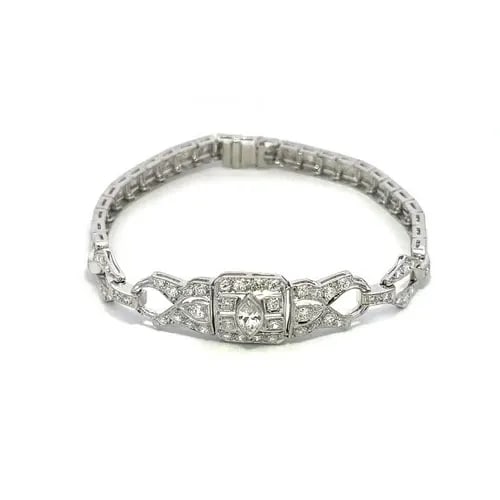 ART DECO DIAMOND BRACELET 1.80CT PLATINUM FANCY CENTERPIECE (1 of 2)