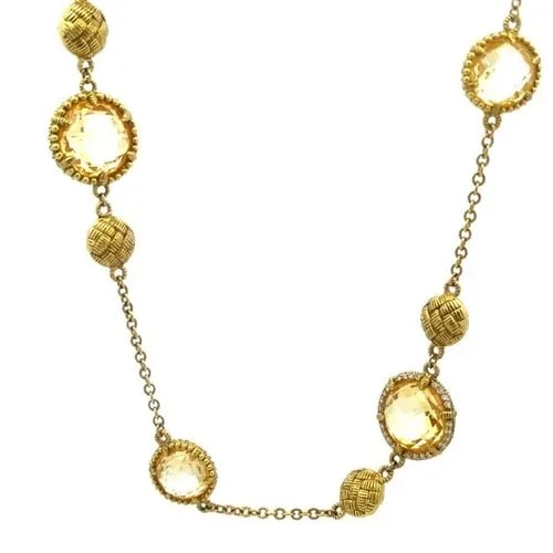 JUDITH RIPKA DIAMOND GOLD NECKLACE 18K YELLOW COLORED STONES MOTIFS (1 of 2)