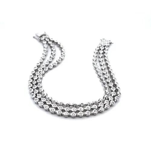 SONIA B. DIAMOND BRACELET 14K WHITE GOLD TRIPLE BEAD STRAND: SONIA B. DIAMOND BRACELET 14K WHITE GOLD TRIPLE BEAD STRAND This chic gold diamond bracelet is by Sonia B. It is crafted from 14k white gold with a fine polished finish featuring a triple strands, 3mm
