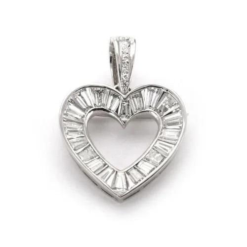PLATINUM 3 CARATS DIAMOND HEART PENDANT / BROOCH (1 of 2)