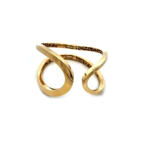 GOLD HINGED CUFF BRACELET 14K YELLOW KICK OPEN DESIGN LOOP STYLE (1 of 2)