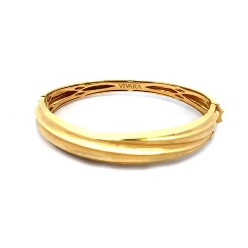VIVARA 18K GOLD BANGLE OVAL HINGED BAND RIDGE STYLE BRAZIL (1 of 2)