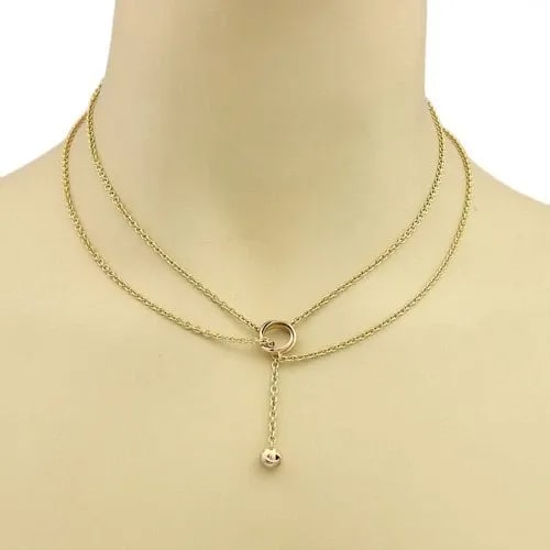 CARTIER TRINITY GOLD NECKLACE MINI RING LOVE KNOT PENDANT DOUBLE CHAIN LARIAT: CARTIER TRINITY GOLD NECKLACE MINI RING LOVE KNOT PENDANT DOUBLE CHAIN LARIAT Not Found