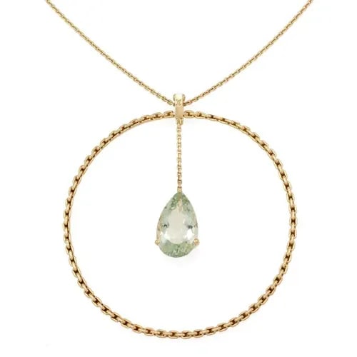 LOUIS VUITTON GREEN AMETHYST 18K YELLOW GOLD BANGLE PENDANT & CHAIN: LOUIS VUITTON GREEN AMETHYST 18K YELLOW GOLD BANGLE PENDANT & CHAIN Louis Vuitton Green Amethyst 18k Yellow Gold Bangle Pendant & Chain Description This is a beautiful authentic pendant and chain from