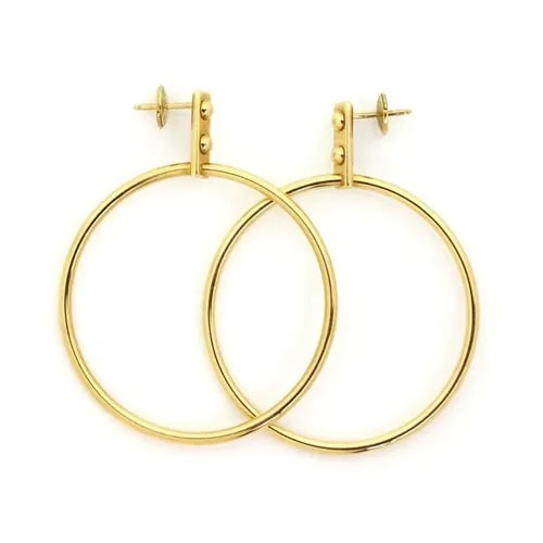 LOUIS VUITTON 18K YELLOW GOLD LARGE FANCY HOOP EARRINGS (1 of 2)
