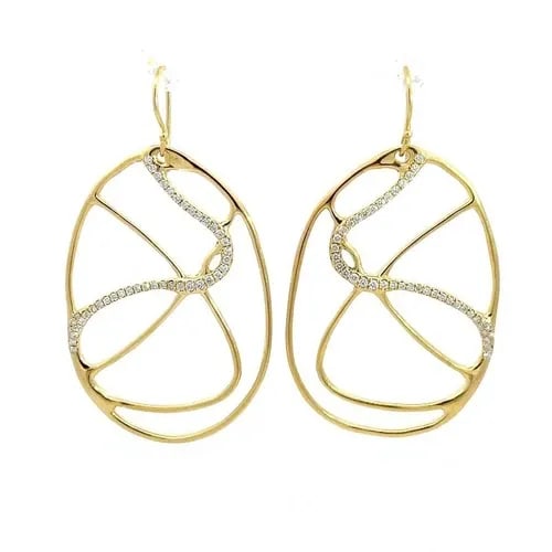 IPPOLITA DRIZZLE DIAMOND EARRINGS 18K YELLOW GOLD OVAL DANGLE: IPPOLITA DRIZZLE DIAMOND EARRINGS 18K YELLOW GOLD OVAL DANGLE This eye-catching authentic pair of earrings are by Ippolita from the Drizzle Collection, it is crafted from 18k yellow gold with a polish
