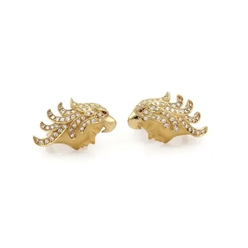 CARRERA Y CARRERA EARRINGS DIAMOND &GEMSTONE EAGLE HEADDRESS SCREW BACK (1 of 2)