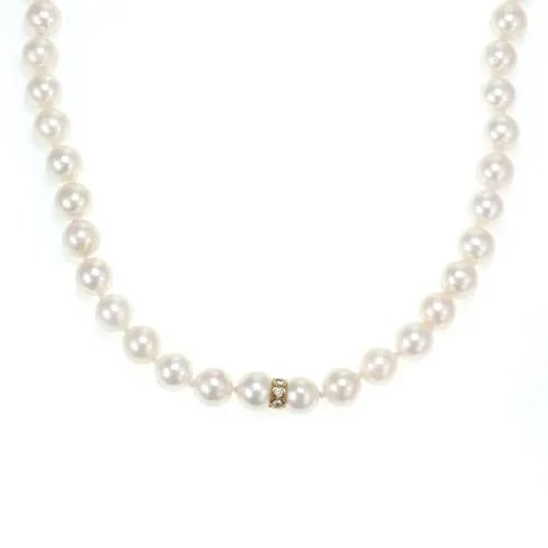 ESTATE PINK 9MM PINK PEARLS DIAMOND 18K GOLD SINGLE STRAND NECKLACE 30" LONG (1 of 2)