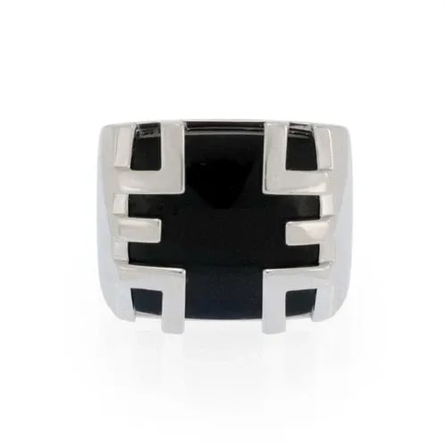 CARTIER RING LE BAISER DU DRAGON ONYX 18K WHITE GOLD SIZE 52 US 6: CARTIER RING LE BAISER DU DRAGON ONYX 18K WHITE GOLD SIZE 52 US 6 The Cartier Ring Le Baiser du Dragon is a stunning piece of fine jewelry featuring a square-shaped onyx stone set in 18k white gold. T