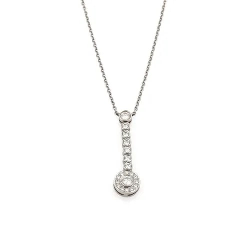 TIFFANY & CO. CIRCLET DIAMOND PLATINUM LONG PENDANT & CHAIN NECKLACE (1 of 2)