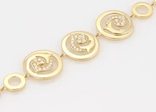 DIAMOND GOLD BRACELET 18K YELLOW ASSORTED STYLE CIRCULAR STYLE LINKS (1 of 2)