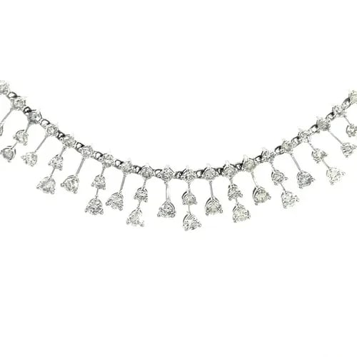70289 DIAMOND GOLD CHOKER NECKLACE 3.5CT CASCADE 14K WHITE DOUBLE CHAIN (1 of 2)